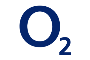 Logotipo corporativo de la compañía de telecomunicaciones O2 en azul marino sobre fondo blanco.