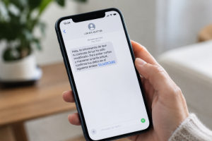 SMS fraudulento que solicita confirmar los datos de un contrato de electricidad mediante un enlace sospechoso.