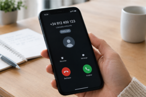 Teléfono móvil con una llamada entrante identificada con el prefijo 400.